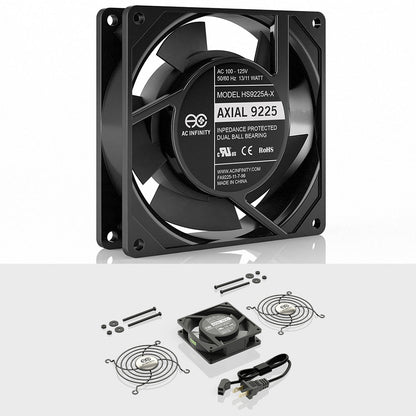 AC Infinity AXIAL 9225, Muffin 120V AC Cooling Fan, 92mm x 92mm x 25mm - Midwest Grow LLC