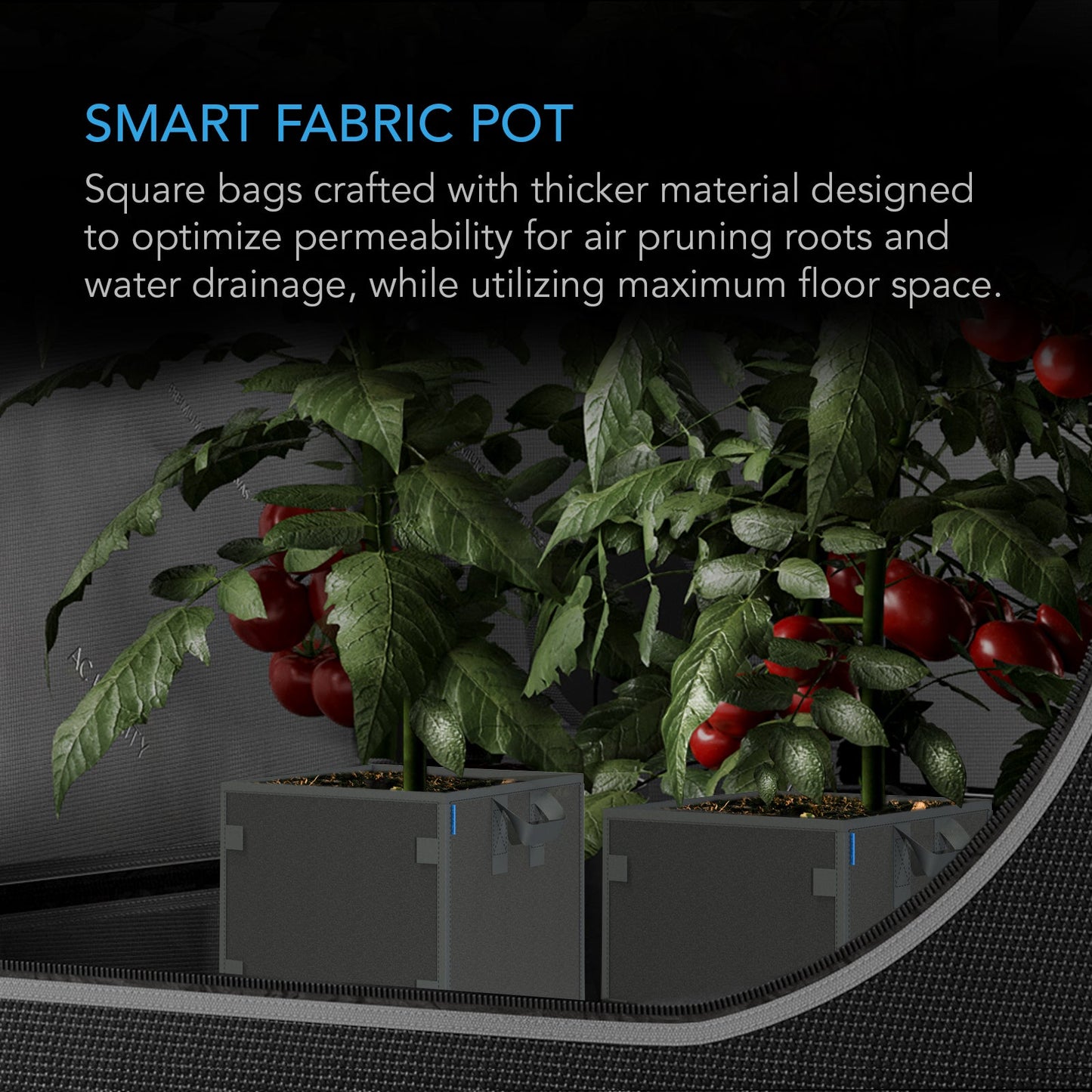 AC Infinity Heavy Duty Square Fabric Pots, 5 Gallon, 5-Pack - Midwest Grow LLC