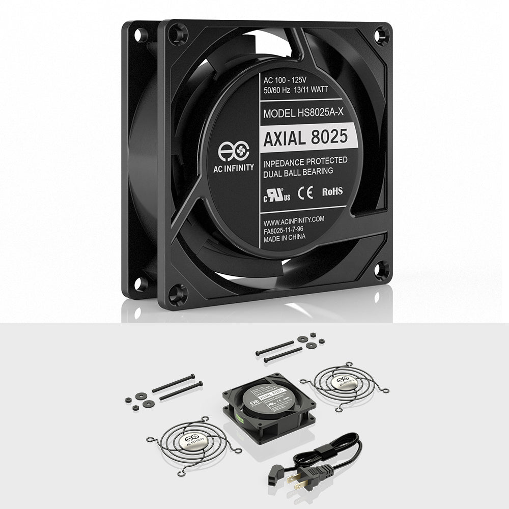 AC Infinity AXIAL 8025, Muffin 120V AC Cooling Fan, 80mm x 80mm x 25mm - Midwest Grow LLC
