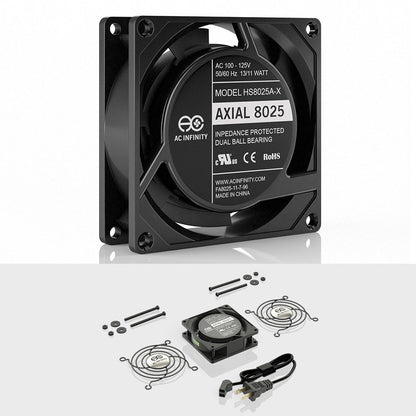 AC Infinity AXIAL 8025, Muffin 120V AC Cooling Fan, 80mm x 80mm x 25mm - Midwest Grow LLC