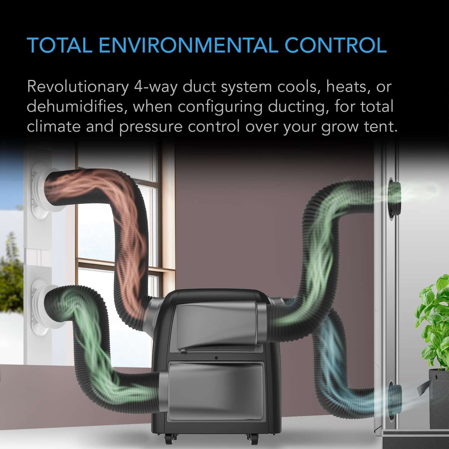 AC Infinity TERRAFORM 7, Multi-Functional Air Conditioner, with Heater, Dehumidifier, and Circulator, VPD Controller, 4-Way Ducting for Grow Tents, 8000 BTU - Midwest Grow LLC