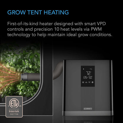 AC Infinity THERMOFORGE T3, Environmental Plant Heater, Smart VPD Controls, True 10 Heat Levels, Tubing Extends into Grow Tent - Midwest Grow LLC