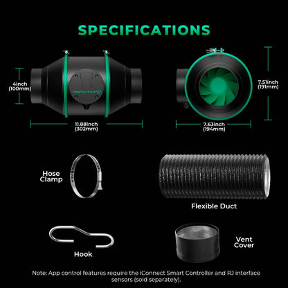 Mars Hydro iFresh 4" Complete Ventilation Kit - Midwest Grow LLC