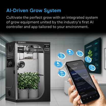 AC Infinity Advance Grow Tent System 3x3, 3-Plant Kit, Integrated Smart Controls to Automate Ventilation, Circulation, Full Spectrum LED Grow Light - Midwest Grow LLC