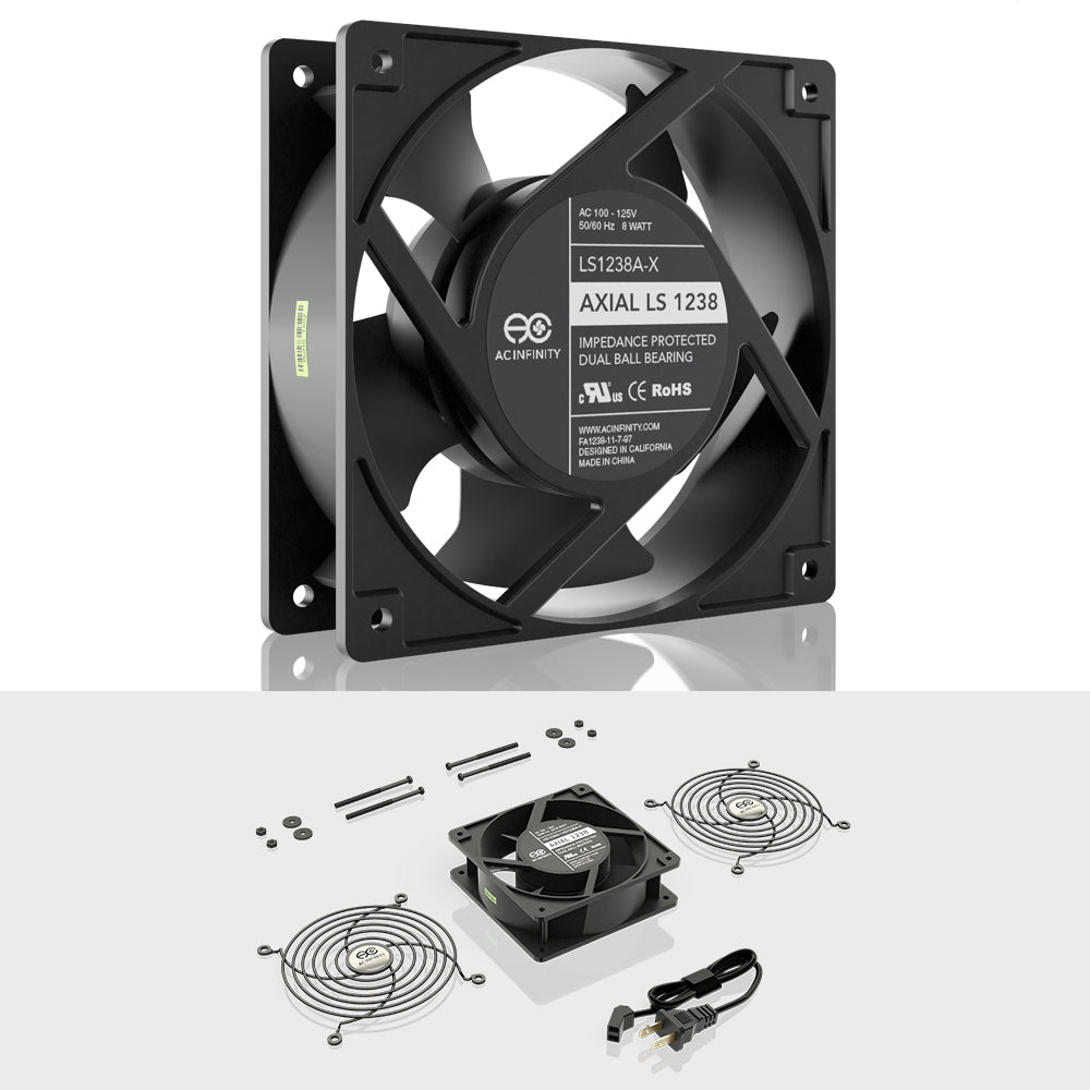 AC Infinity AXIAL LS1238, Muffin 120V AC Cooling Fan, 120mm x 120mm x 38mm, Low Speed - Midwest Grow LLC