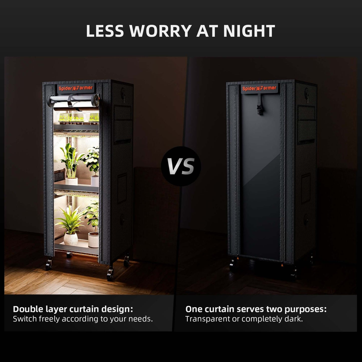 Spider Farmer 4 Tier Plant Stand + 6 x 9W LED Light Bars + 1' x 1' 4" Grow Tent Kit - Midwest Grow LLC