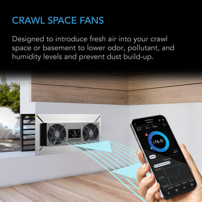 AC Infinity AIRTITAN T8-N, Crawlspace and Basement Ventilator Fan, Temperature and Humidity Controller, IP-44 Rated, Intake