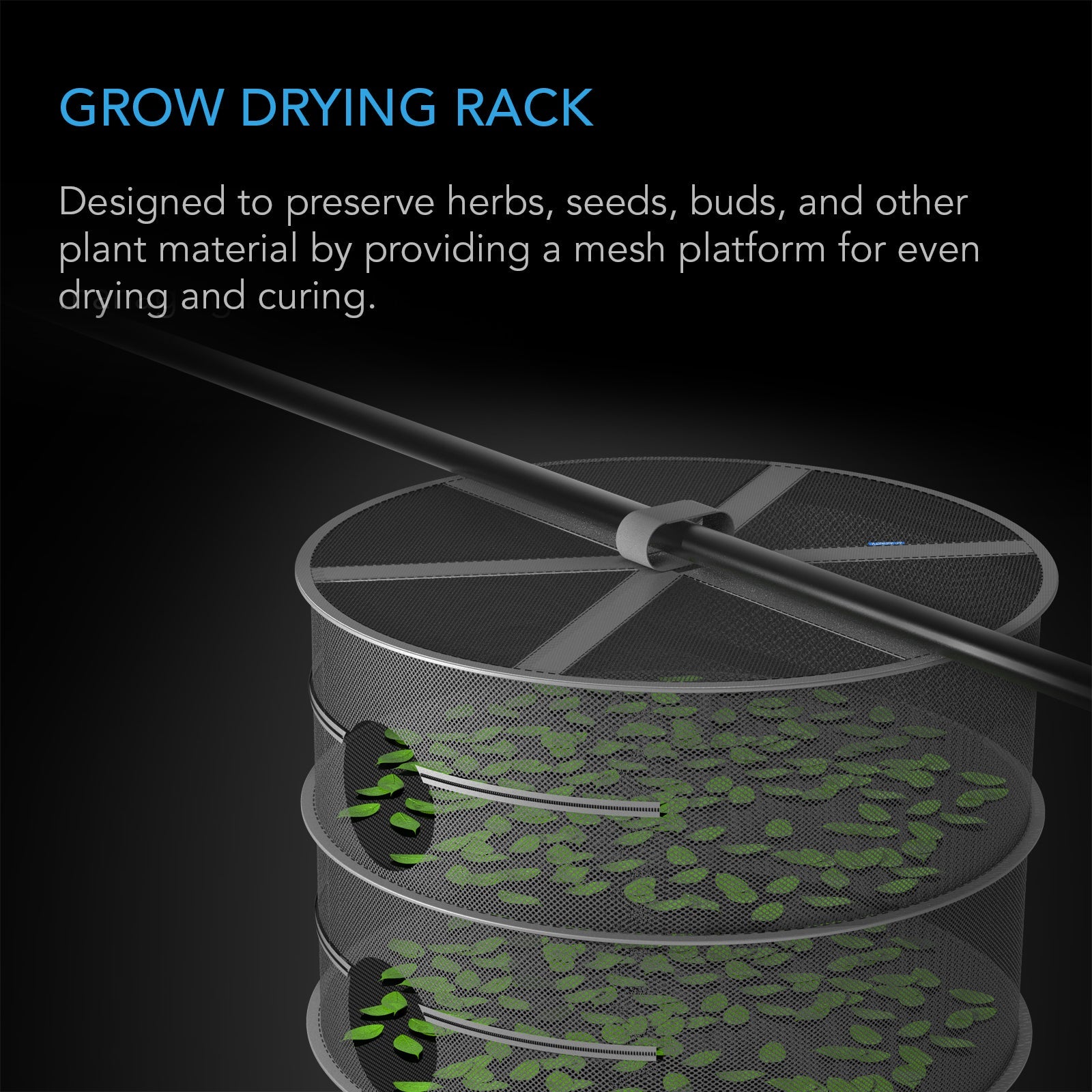 AC Infinity Hanging Herb Drying Rack, 24 in. Diameter, Six Tiers - Midwest Grow LLC