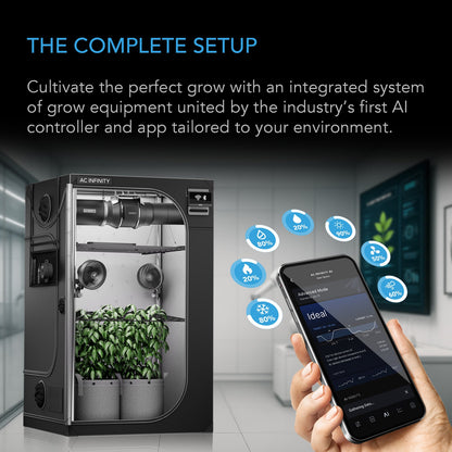AC Infinity Advance Grow Tent System PRO 4x4, 4-Plant Kit, WiFi-Integrated Controls to Automate Ventilation, Circulation, Full Spectrum LM301H EVO LED Grow Light - Midwest Grow LLC