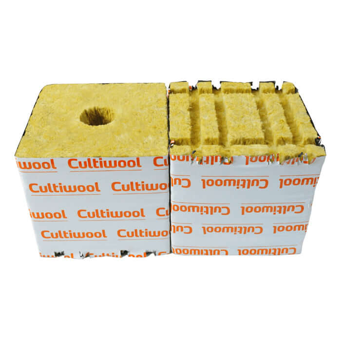 Cultiwool 6" x 6" x 6" Blocks of Cultilene Rockwool with Optidrain - Case of 48 - Midwest Grow LLC