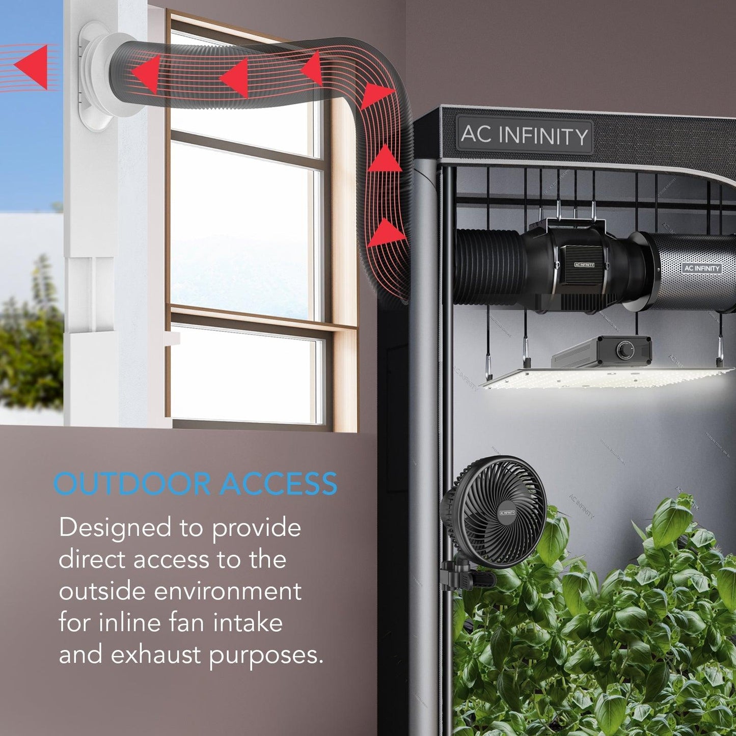 AC Infinity Window Duct Kit, Adjustable Vent Port for Inline Fans - Midwest Grow LLC
