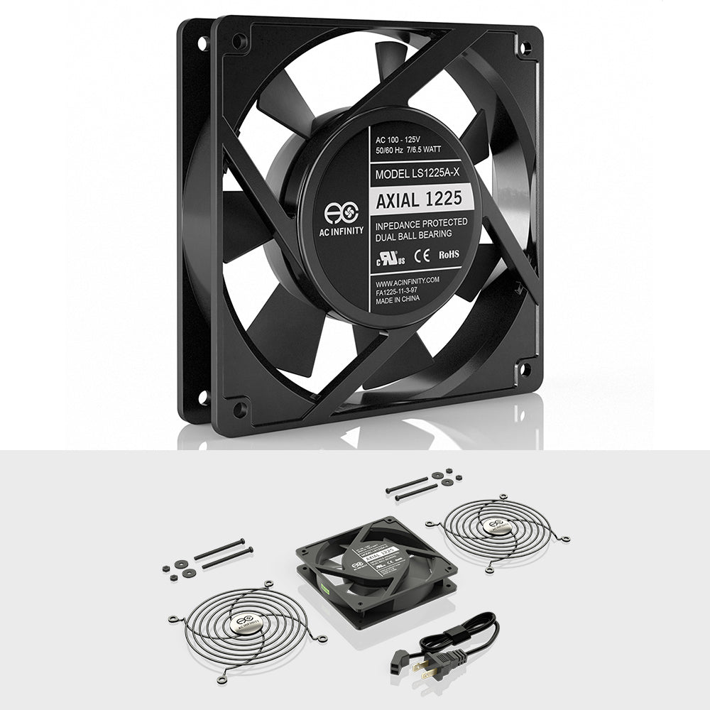 AC Infinity AXIAL 1225, Muffin 120V AC Cooling Fan, 120mm x 120mm x 25mm, Low Speed - Midwest Grow LLC