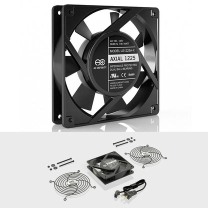 AC Infinity AXIAL 1225, Muffin 120V AC Cooling Fan, 120mm x 120mm x 25mm, Low Speed - Midwest Grow LLC