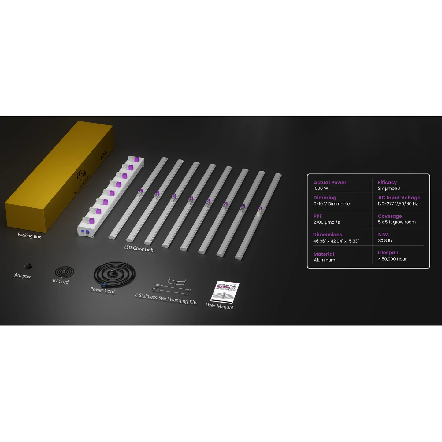 Medic Grow EZ-8 1000W Full Sprectrum LED Grow Light - Midwest Grow LLC