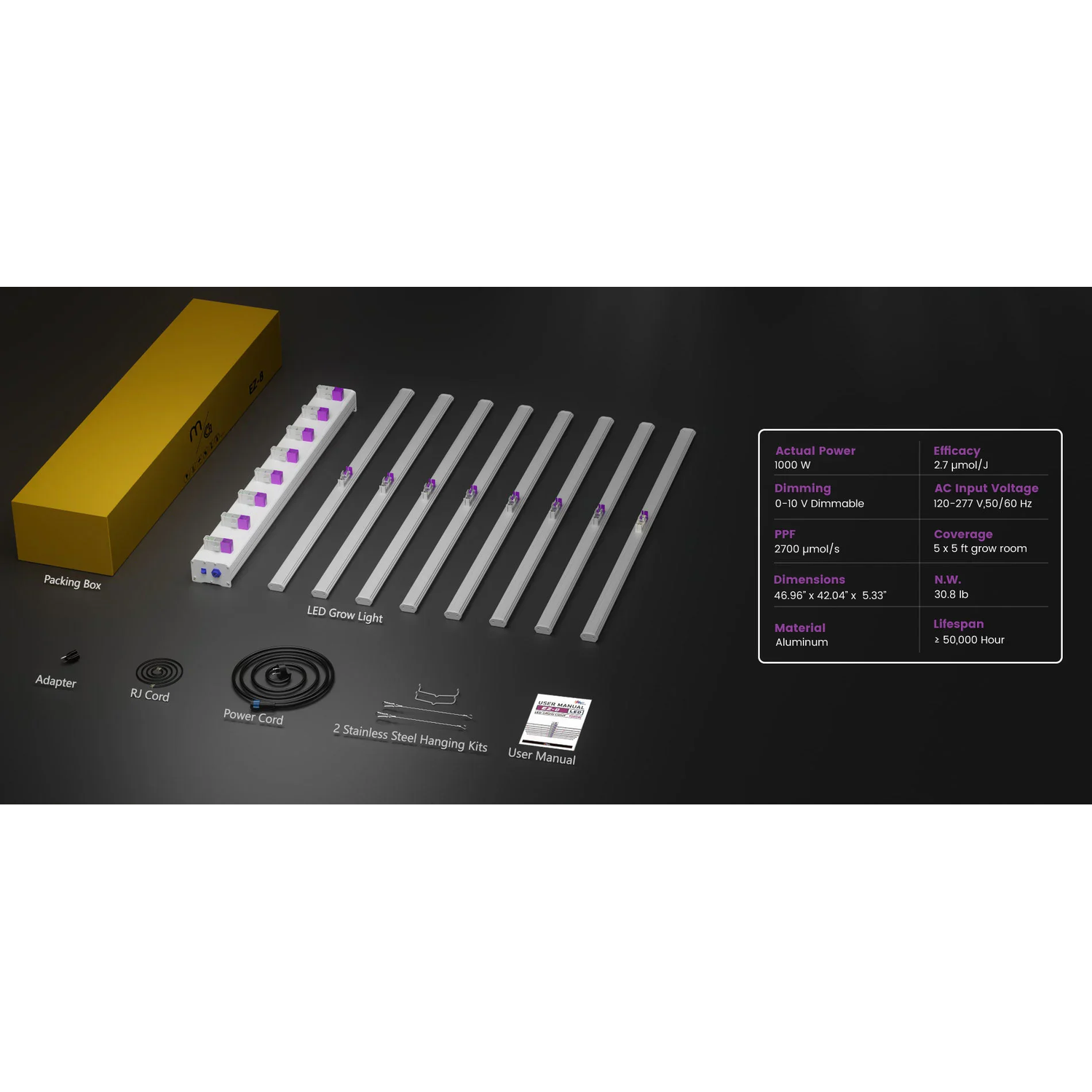 Medic Grow EZ-8 1000W Full Sprectrum LED Grow Light - Midwest Grow LLC