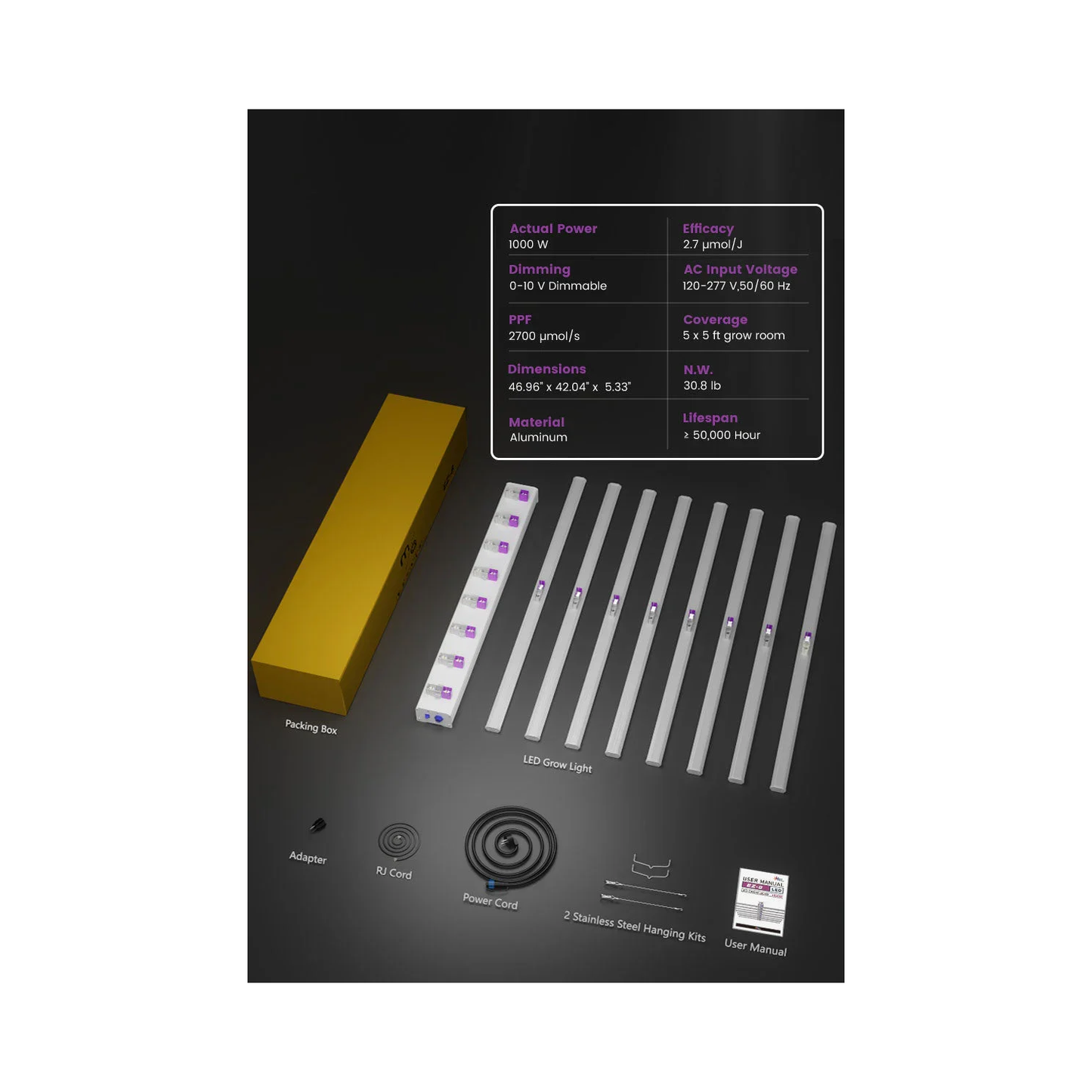 Medic Grow EZ-8 1000W Full Sprectrum LED Grow Light - Midwest Grow LLC