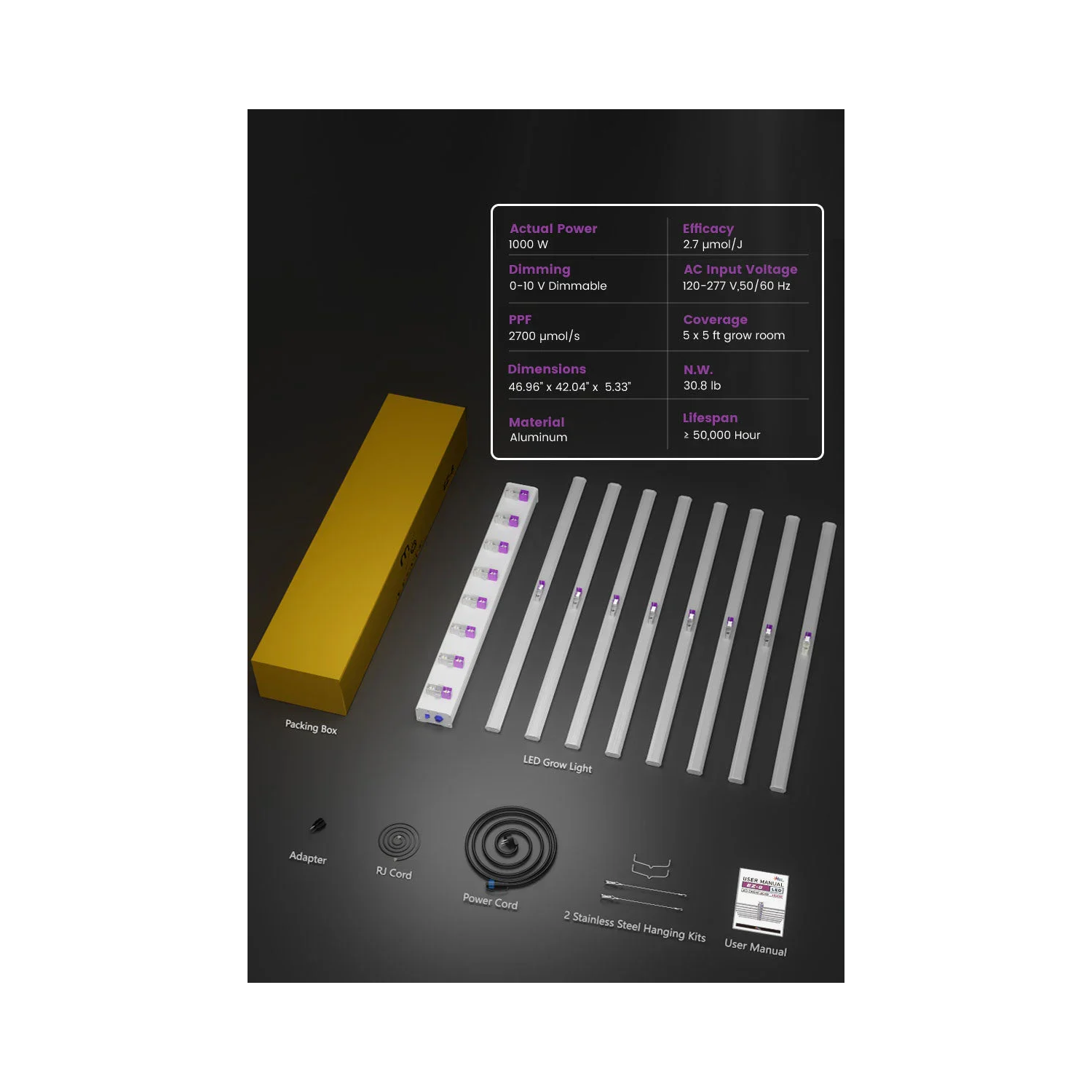 Medic Grow EZ-8 1000W Full Sprectrum LED Grow Light - Midwest Grow LLC