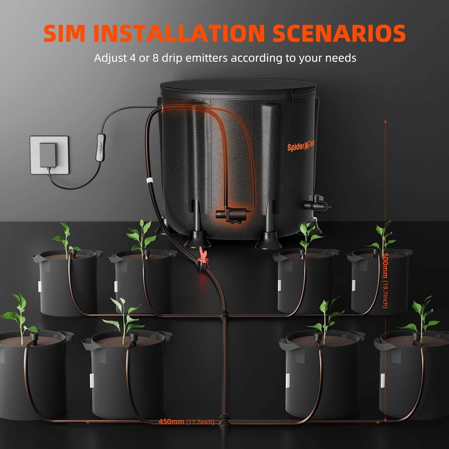Spider Farmer Automatic Drip Irrigation System with Water Pump and 8 Drip Emitters - Midwest Grow LLC