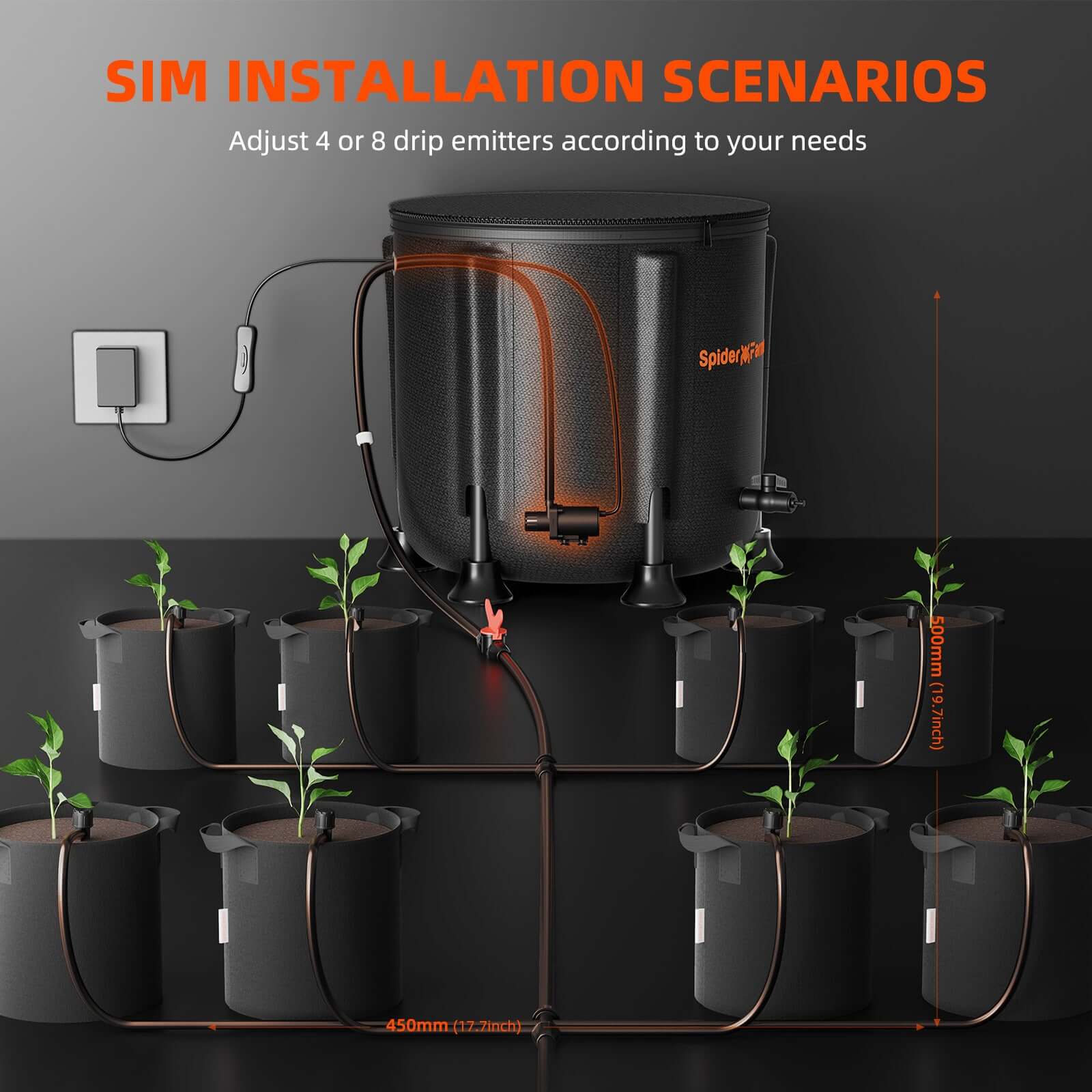 Spider Farmer Automatic Drip Irrigation System with Water Pump and 8 Drip Emitters - Midwest Grow LLC