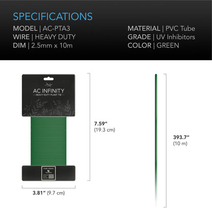 AC Infinity Heavy-Duty Twist Ties, Thin Rubberized Texture, 10m - Midwest Grow LLC