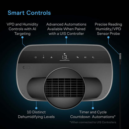 AC Infinity HYDRONE 7, Plant Dehumidifier with VPD Humidity Controls, 10 Drying Levels, AI Dynamic Programming, High-Precision PWM Motor, Intake Fan Mode, Dual Duct, up to 10x10 or Larger Grow Tents - Midwest Grow LLC