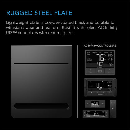 AC Infinity Grow Tent Mounting Plate, Steel, Powder Coat Black, 5x6" - Midwest Grow LLC