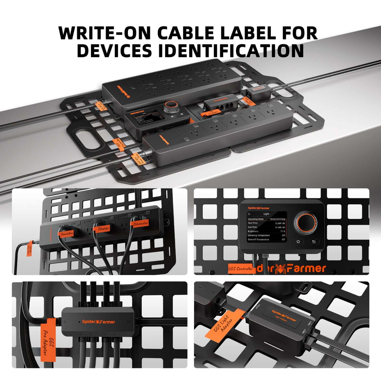 Spider Farmer Grow Tent Gear Board - Equipment and Cable Management System - Midwest Grow LLC