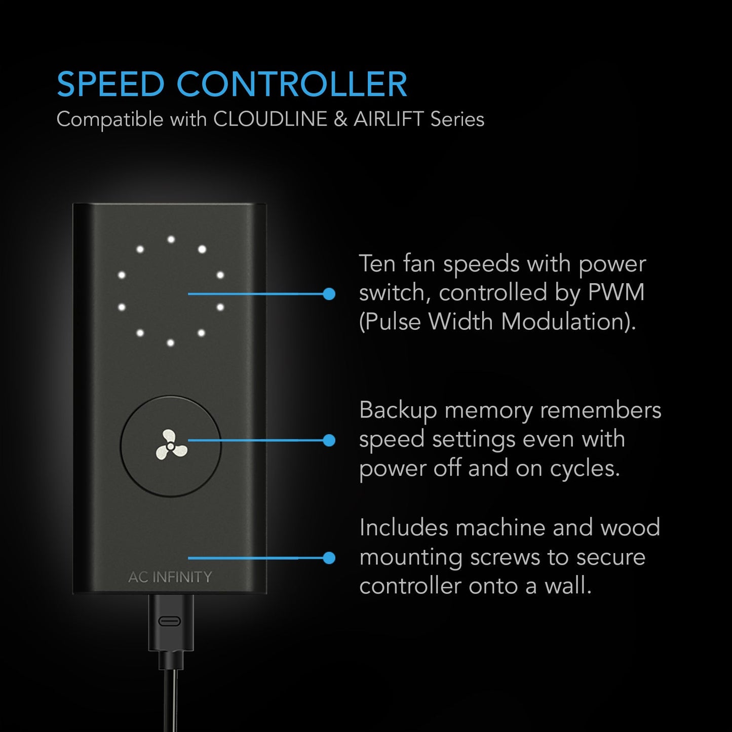 AC Infinity AIRLIFT S20, Shutter Exhaust Ventilation Fan 20", Speed Controller - Midwest Grow LLC