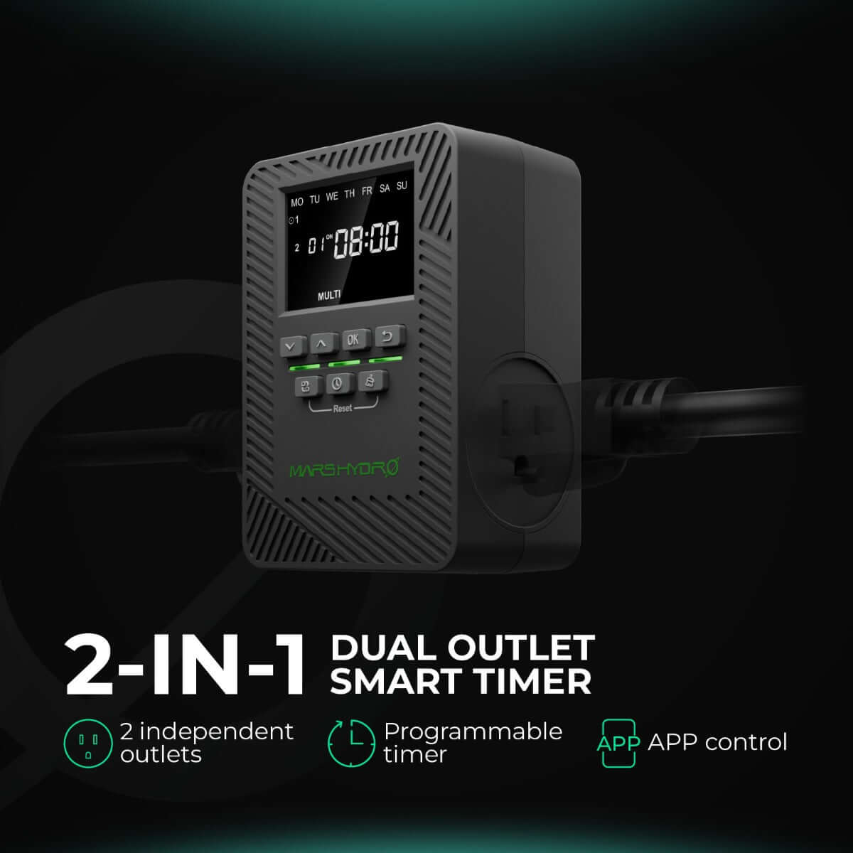 Mars Hydro iTime 2-in-1 Dual Outlet Smart Timer with App Control and Custom Scheduling - Midwest Grow LLC