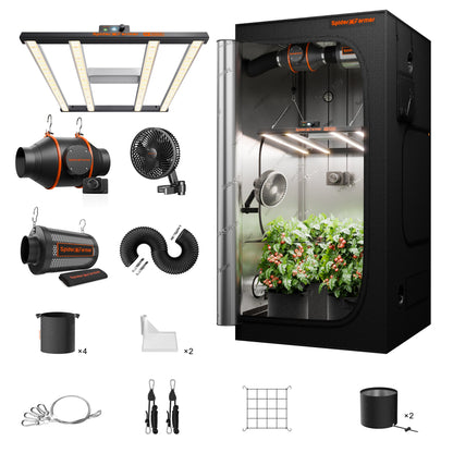 Spider Farmer G3000 LED Grow Light + 3' x 3' Grow Tent + Inline Fan Combo with Speed Controller - Midwest Grow LLC