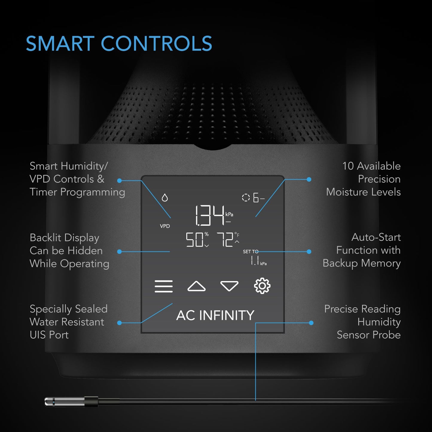 AC Infinity CLOUDFORGE T3, Environmental Plant Humidifier, 4.5L, Smart Controls, Targeted Vaporizing - Midwest Grow LLC