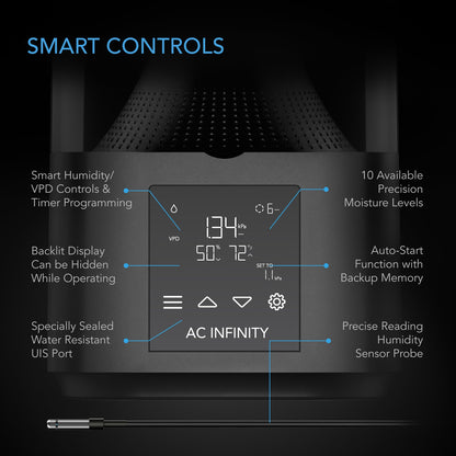 AC Infinity CLOUDFORGE T3, Environmental Plant Humidifier, 4.5L, Smart Controls, Targeted Vaporizing - Midwest Grow LLC