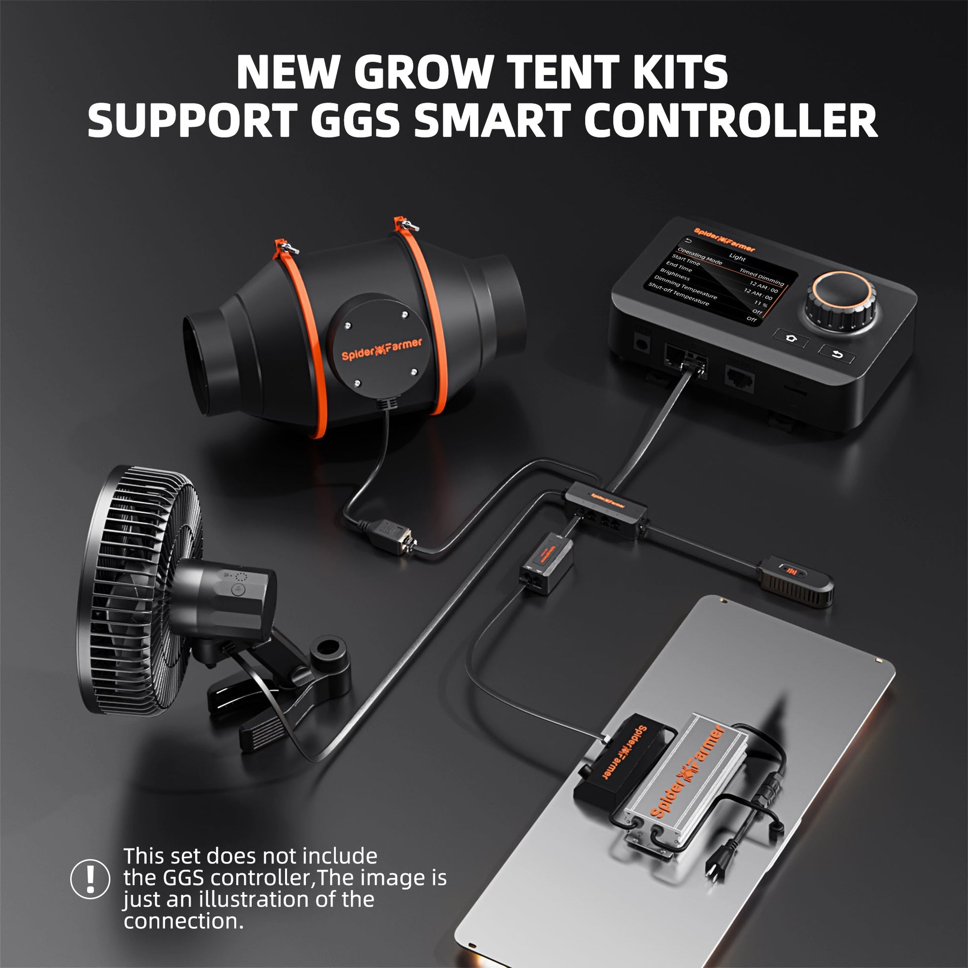 Spider Farmer SF2000 LED Grow Light + 2' x 4' Grow Tent + Inline Fan Combo with Speed Controller - Midwest Grow LLC