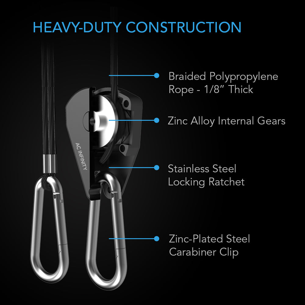 AC Infinity Heavy-Duty Adjustable Rope Clip Hanger, Two Pairs - Midwest Grow LLC