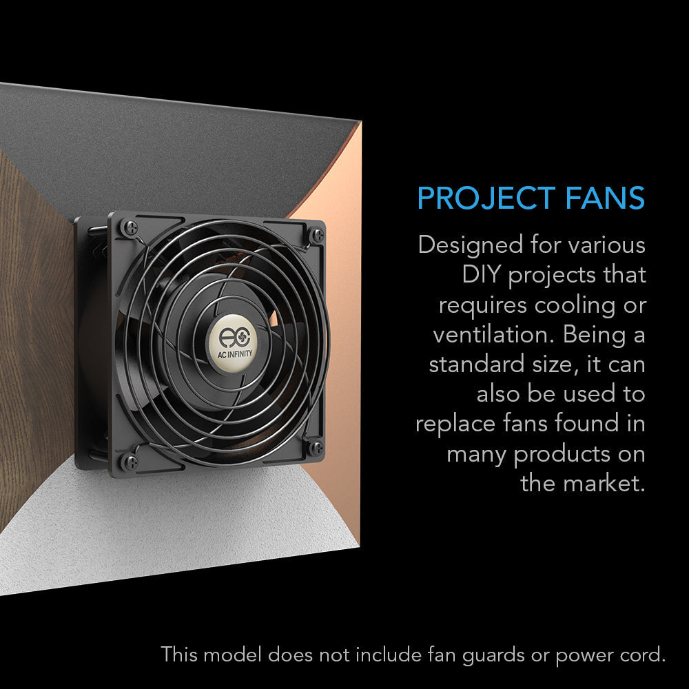 AC Infinity AXIAL 1238W, 120V AC Muffin Fan with Wire-Leads Adapter, 120mm x 38mm High Speed - Midwest Grow LLC