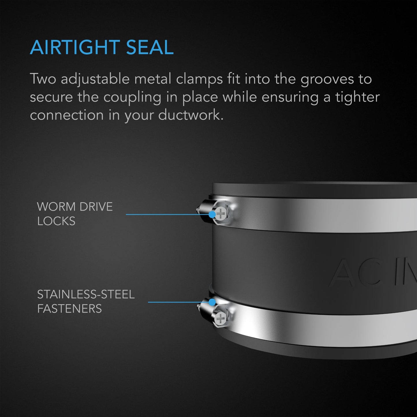 AC Infinity Noise Reduction Clamp, Duct Coupler with Stainless Steel Clamps, 8-Inch - Midwest Grow LLC