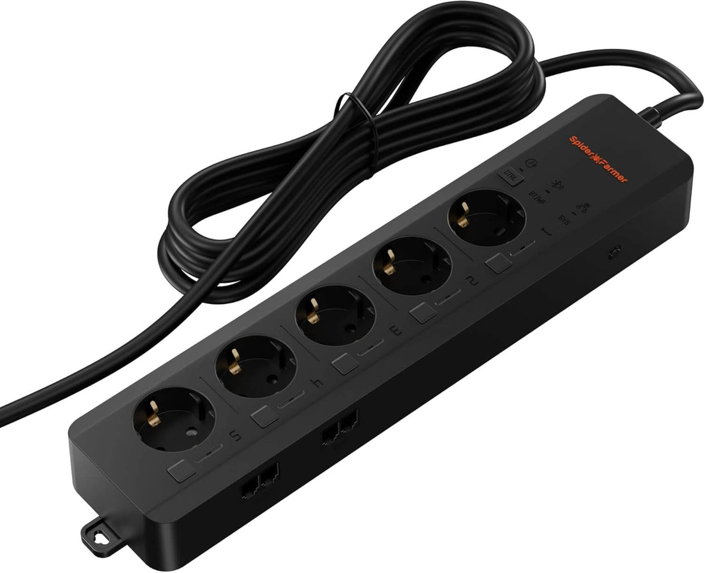 Spider Farmer GGS AC5 Power Strip 5 Outlets Kit, with 3 in 1 Soil Sensor, Temp/Humid Light Sensor and Adapter - Midwest Grow LLC