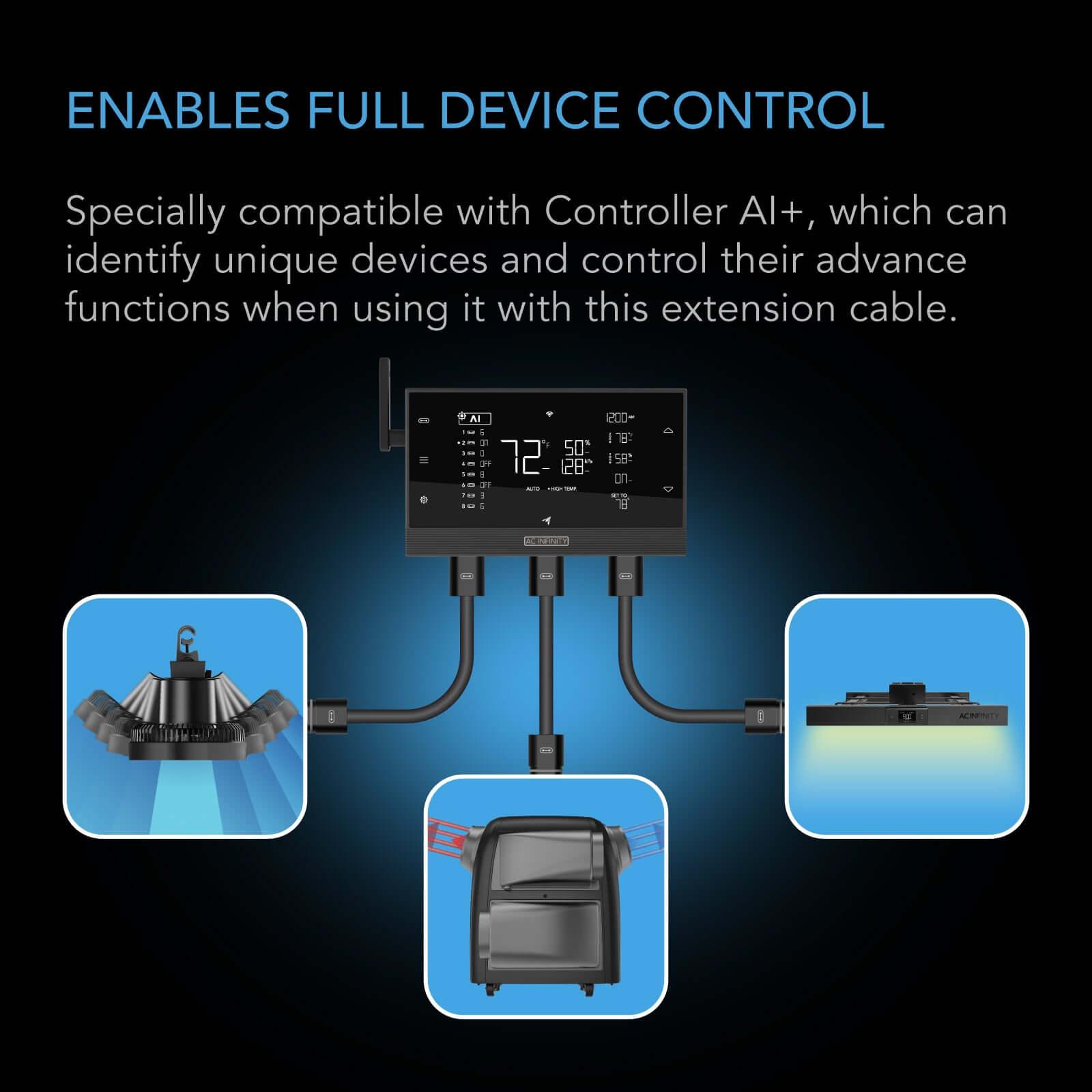 AC Infinity UIS Controller to Device Cable for Controller AI, Controller 69 Pro and Pro+, Male to Male, 10 ft. - Midwest Grow LLC