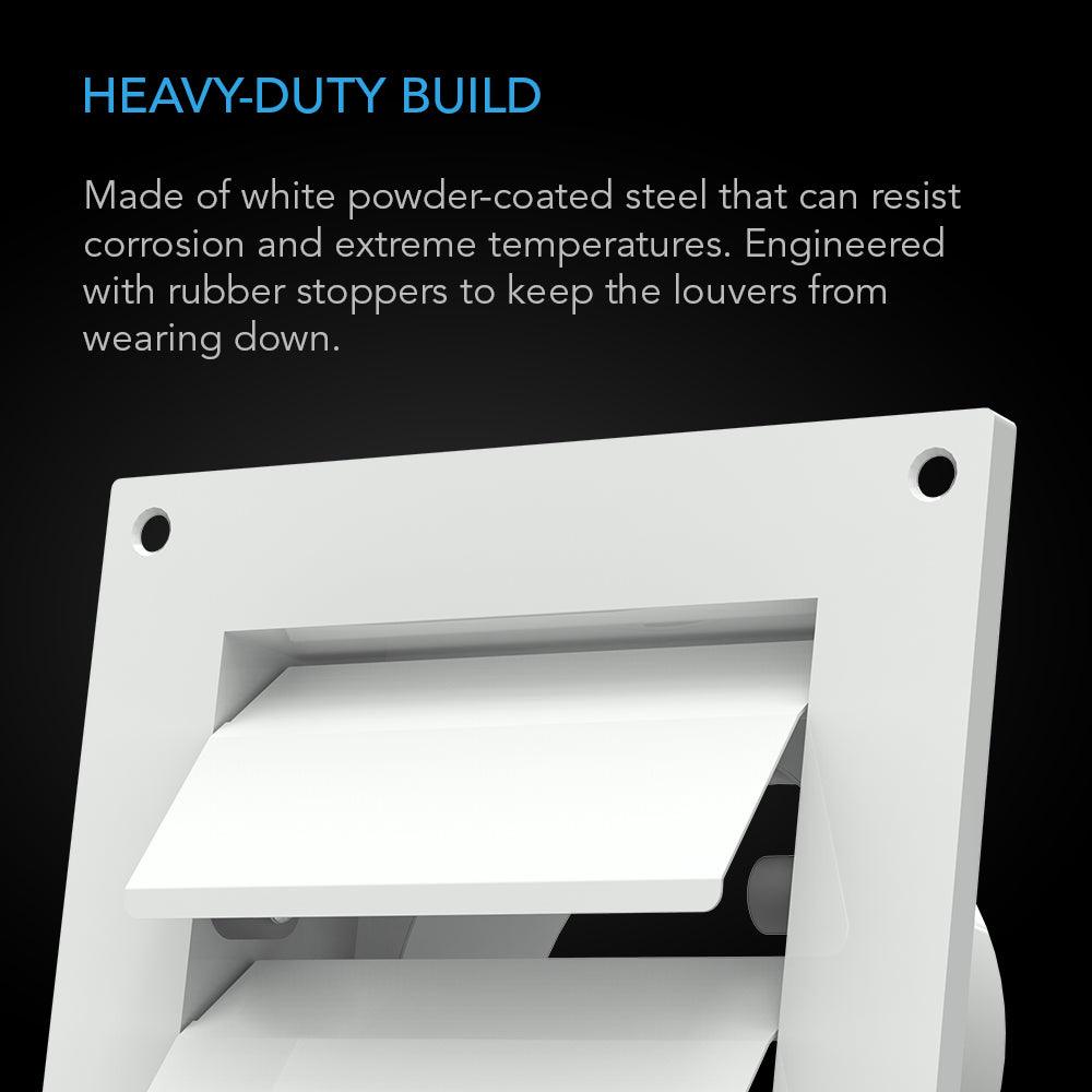 AC Infinity Wall Mount Duct Shutter, 4-Inch, White Steel - Midwest Grow LLC