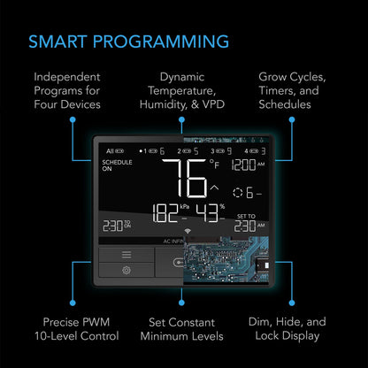 AC Infinity CONTROLLER 69 WiFi, Independent Programs for Four Devices, Dynamic Temperature, Humidity, Scheduling, Cycles, Levels Control, Data App - Midwest Grow LLC