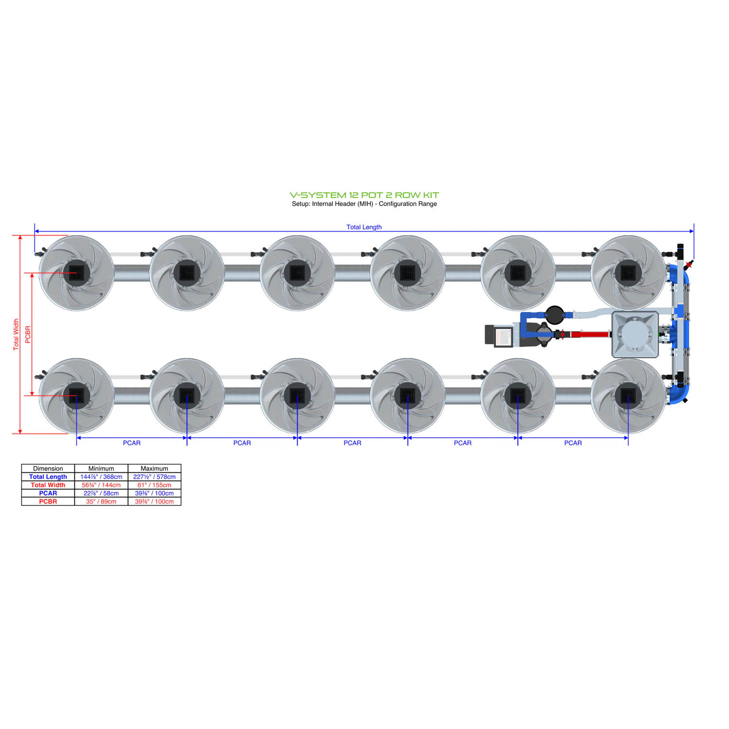 ALIEN Hydroponics V-SYSTEM 12 Pot 2 Row Kit - Midwest Grow LLC