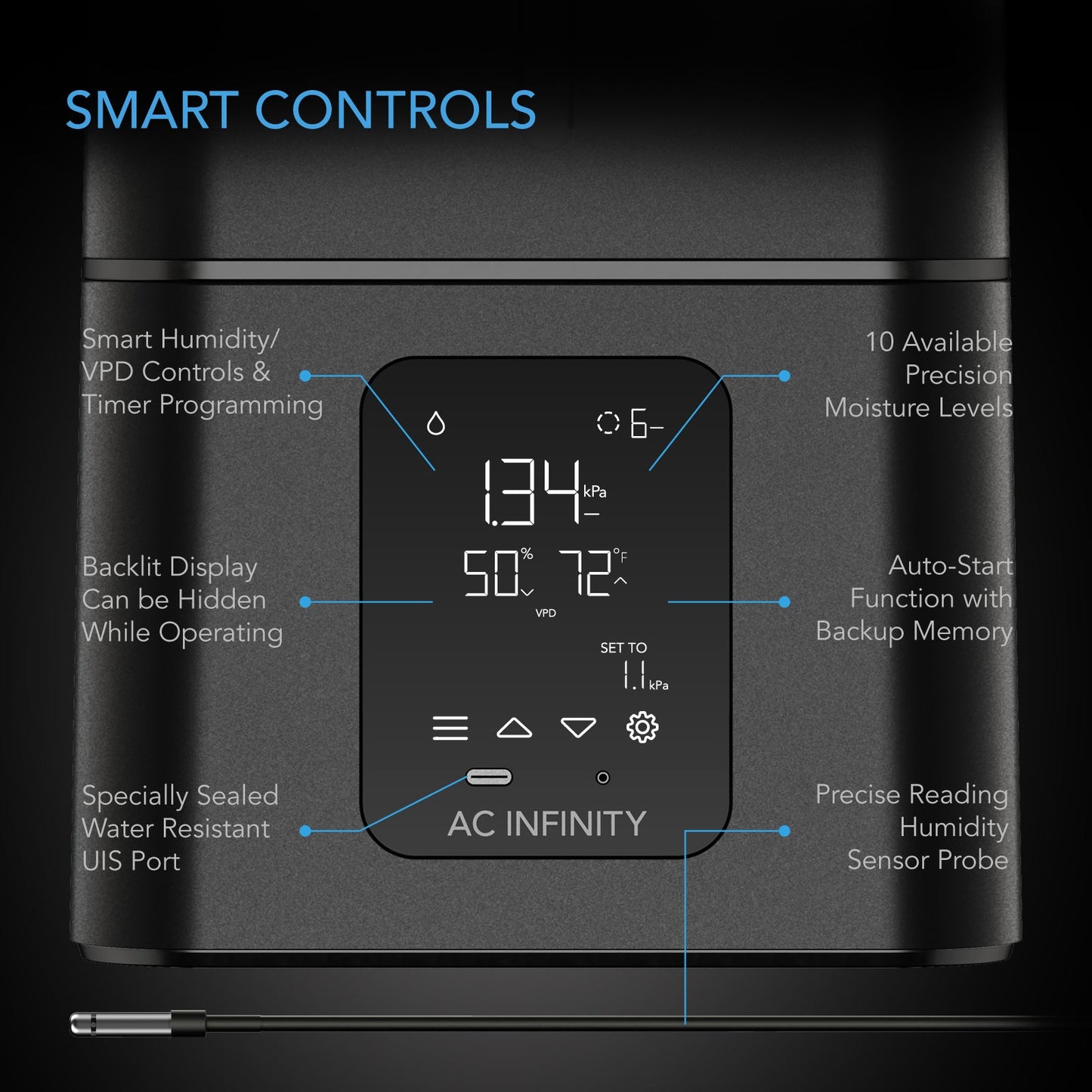 AC Infinity CLOUDFORGE T7, Environmental Plant Humidifier, 15L, Smart Controls, Targeted Vaporizing - Midwest Grow LLC