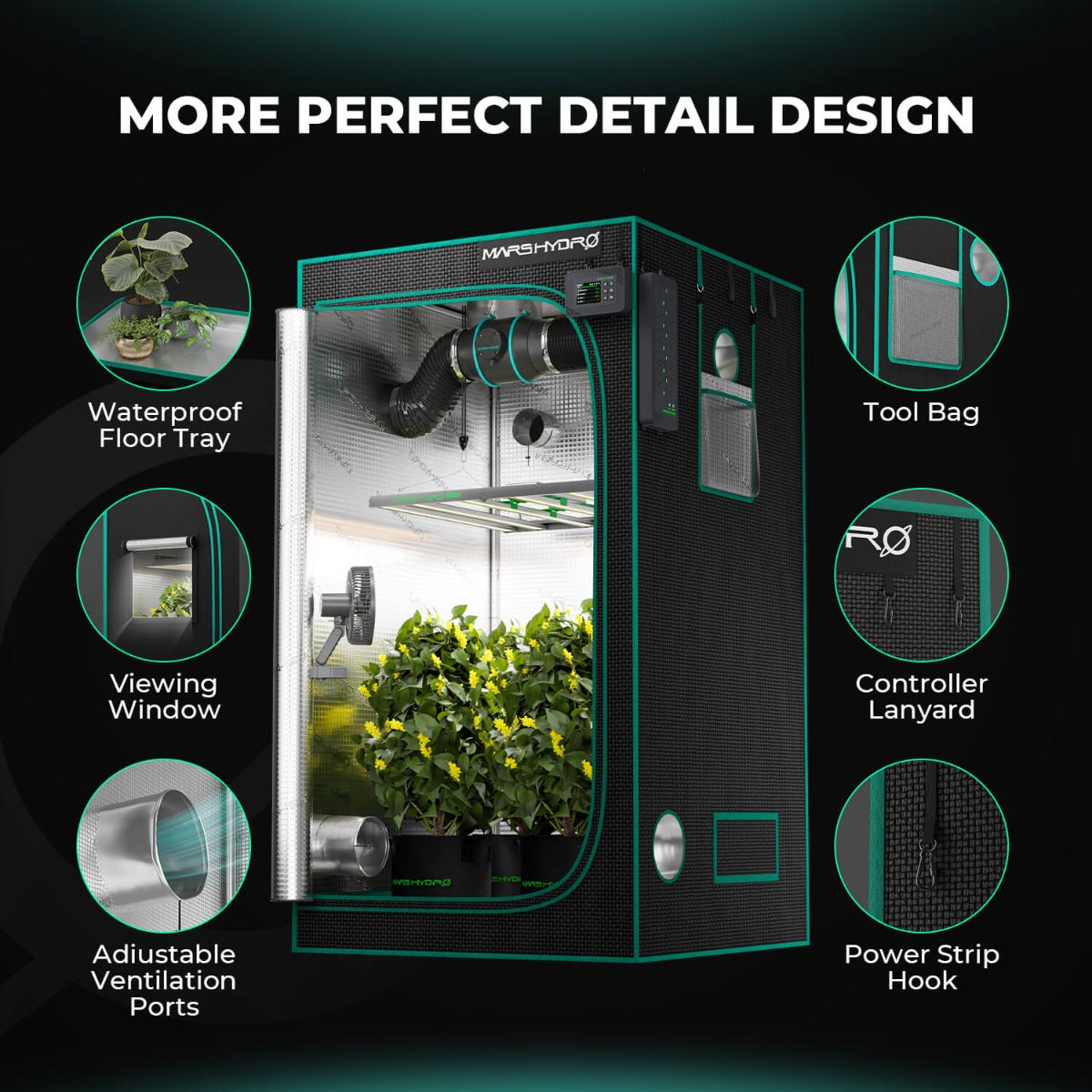Mars Hydro 4' x 8' x 6' 8" (120cm x 240cm x 200cm) Indoor Grow Tent - Midwest Grow LLC
