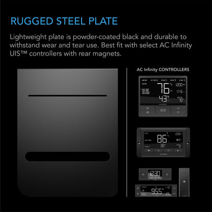 AC Infinity Grow Tent Mounting Plate, Steel, Powder Coat Black, 6x7" - Midwest Grow LLC