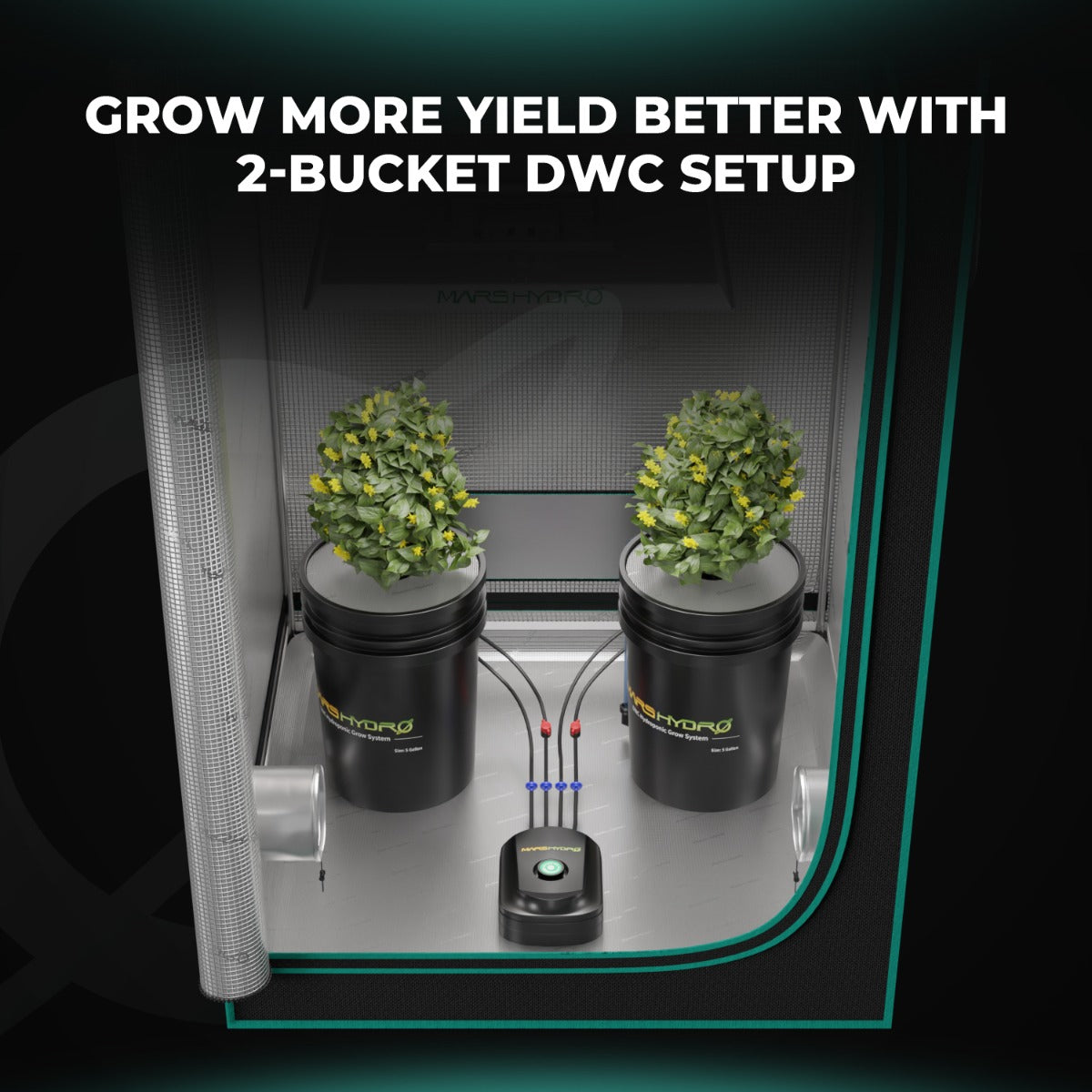 Mars Hydro 5-Gallon Deep Water Culture Hydroponic System Kit with 2 Buckets - Midwest Grow LLC