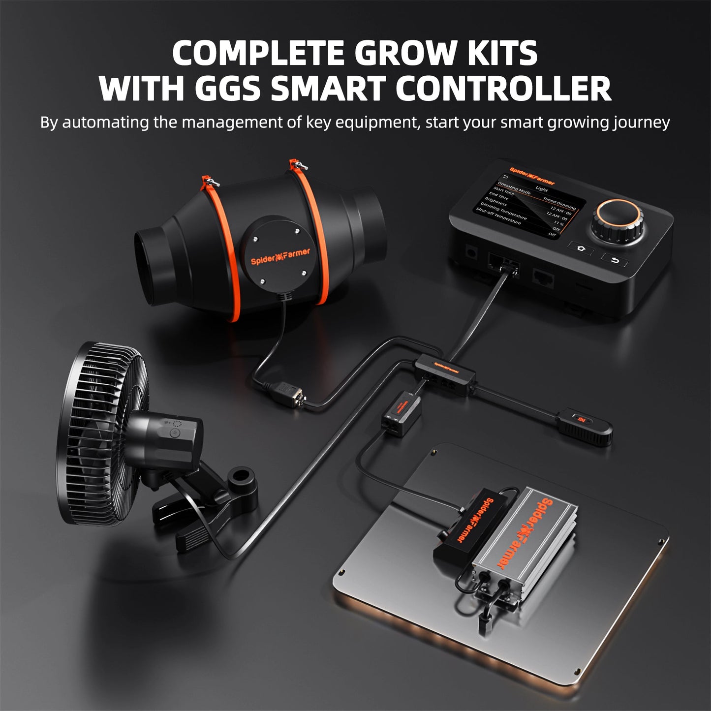 Spider Farmer SF1000 LED Grow Light + 2' x 2' Grow Tent + Inline Fan Combo with Speed Controller - Midwest Grow LLC