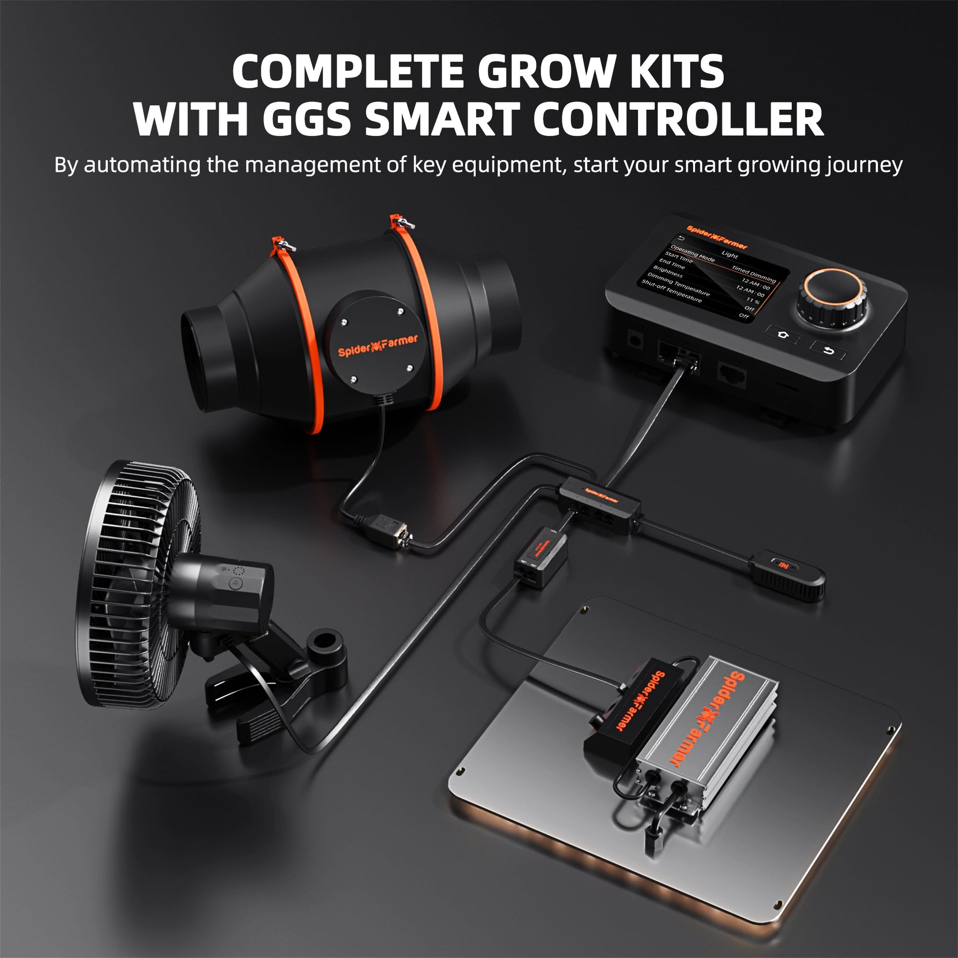 Spider Farmer SF1000 LED Grow Light + 2' x 2' Grow Tent + Inline Fan Combo with Speed Controller - Midwest Grow LLC
