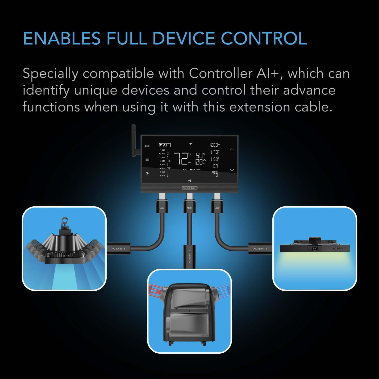 AC Infinity UIS Controller to Device Cable for Controller AI+, Controller 69 Pro and Pro+, Female to Male, 10 ft. - Midwest Grow LLC