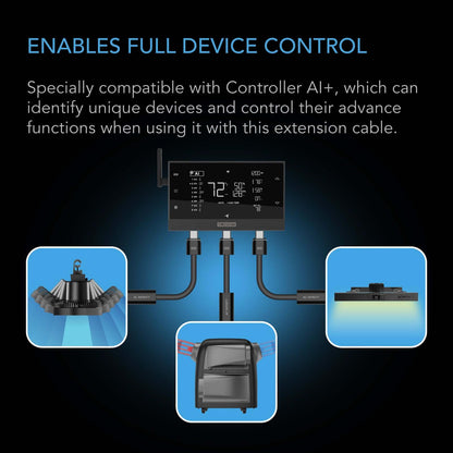 AC Infinity UIS Controller to Device Cable for Controller AI+, Controller 69 Pro and Pro+, Female to Male, 10 ft. - Midwest Grow LLC