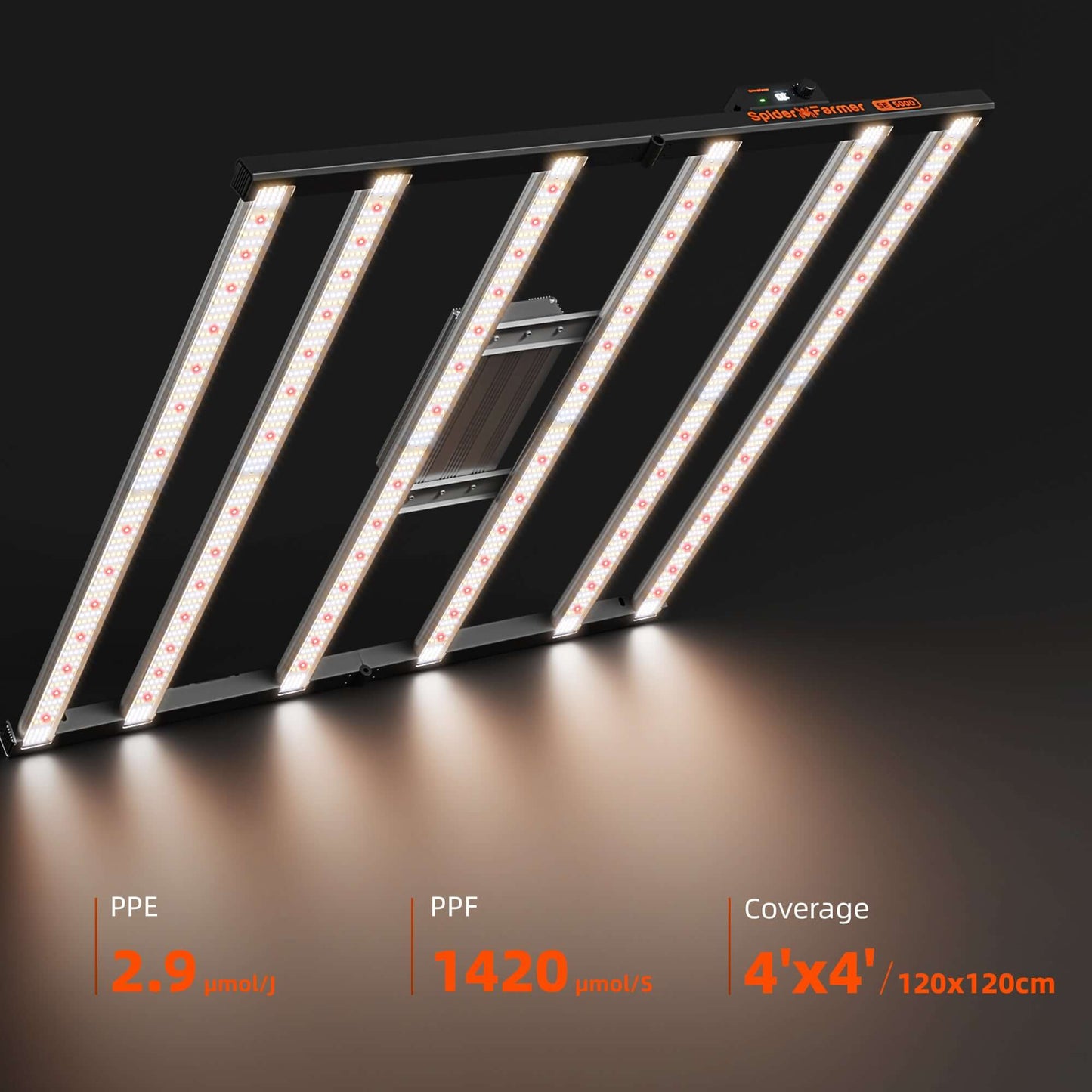 Spider Farmer SE5000 LED Grow Light + 4' x 4' Grow Tent + 6" Inline Fan Combo with GGS Controller Kits + 6" Clip Fan - Midwest Grow LLC
